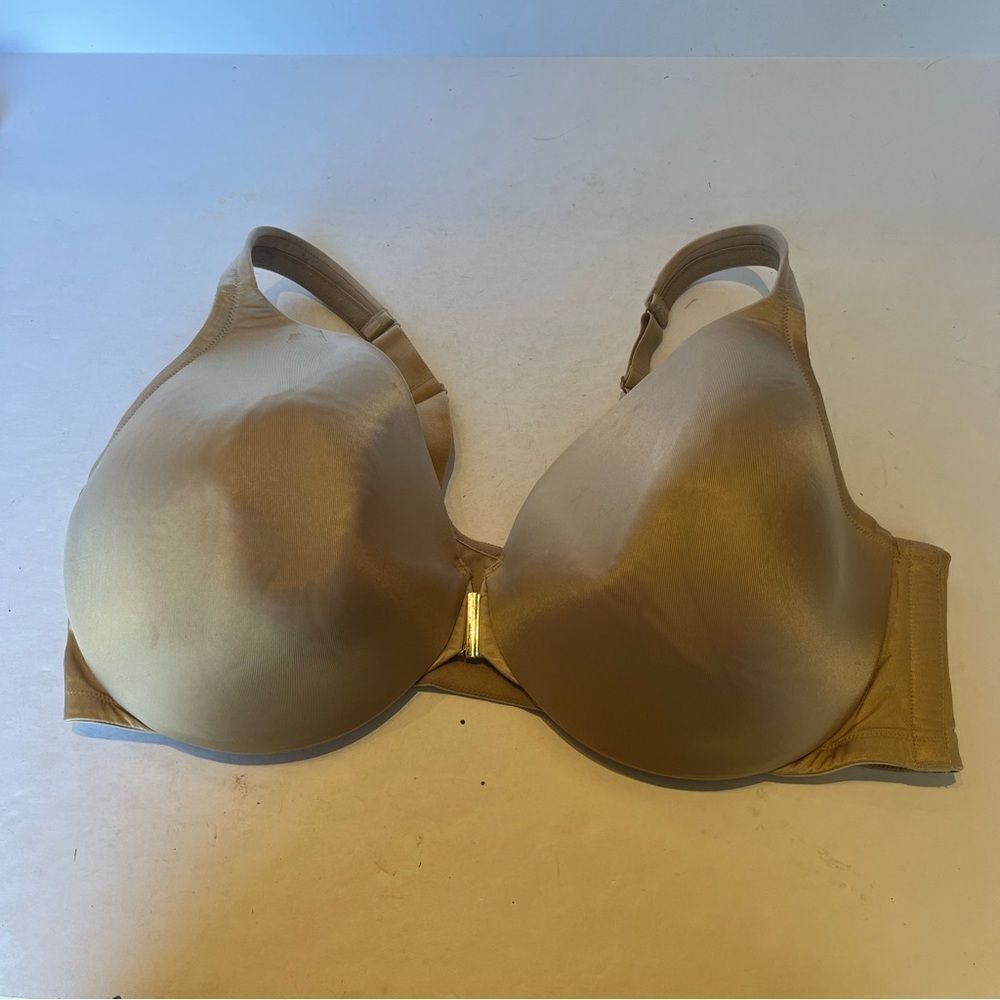 Cacique Lightly Lined Nude Full Coverage Bra Front Clasp Size 46DDD